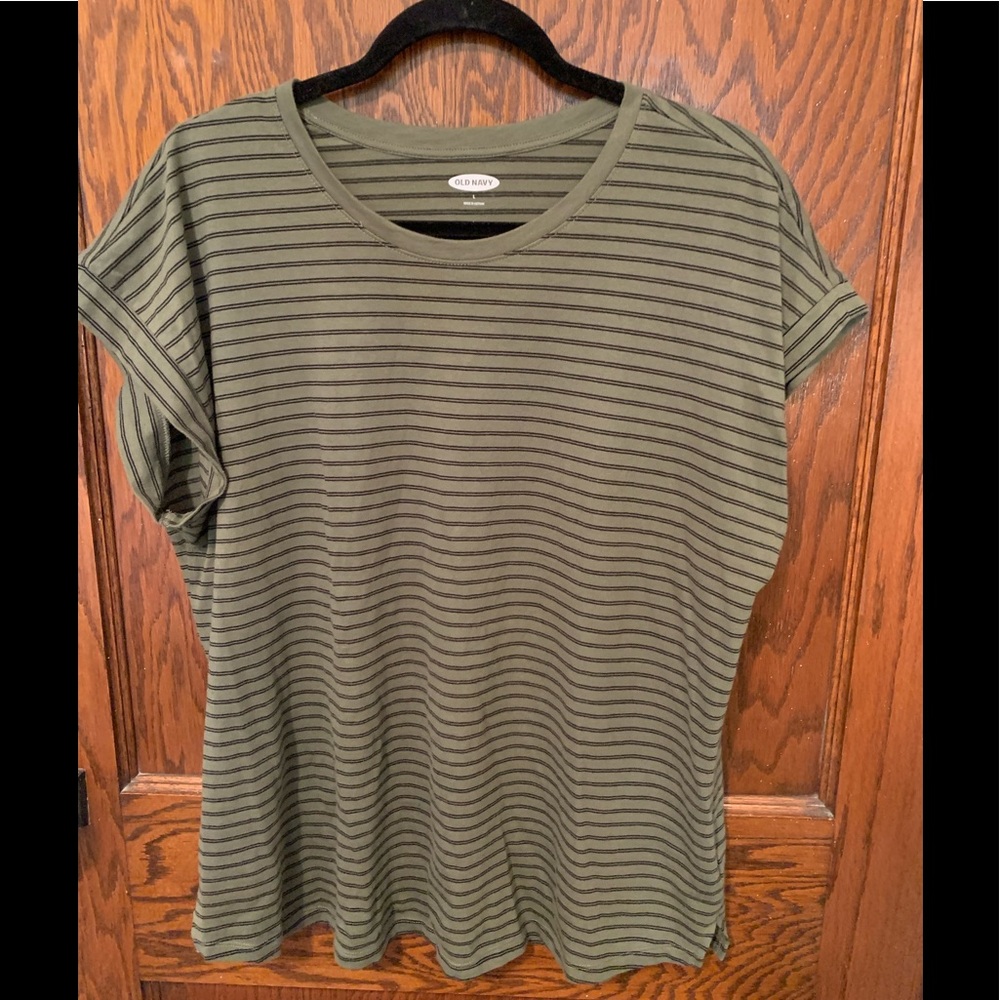 Green and black striped top